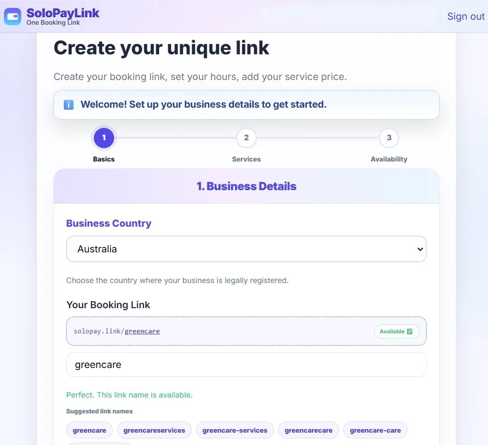 Driving instructor or tutor creating a SoloPayLink booking link to take upfront payments and stop no-shows