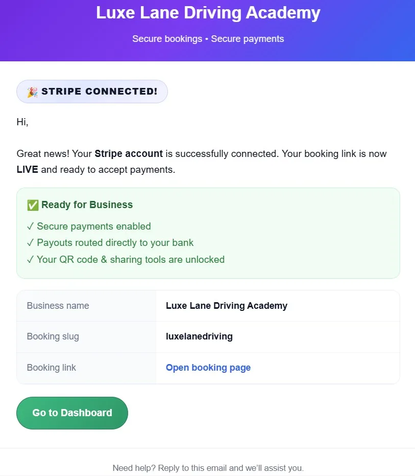 Customer booking a lesson or service via SoloPayLink with secure Stripe payment, Apple Pay or Google Pay
